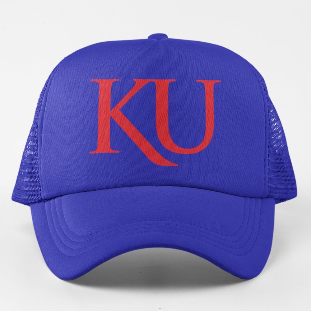 NEW Kansas Jayhawks KU Foam Trucker Snapback Hat BLUE
